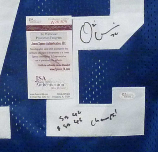 Osi Umenyiora Autographed New York Giants Blue XL Jersey SB Champs JSA 13645
