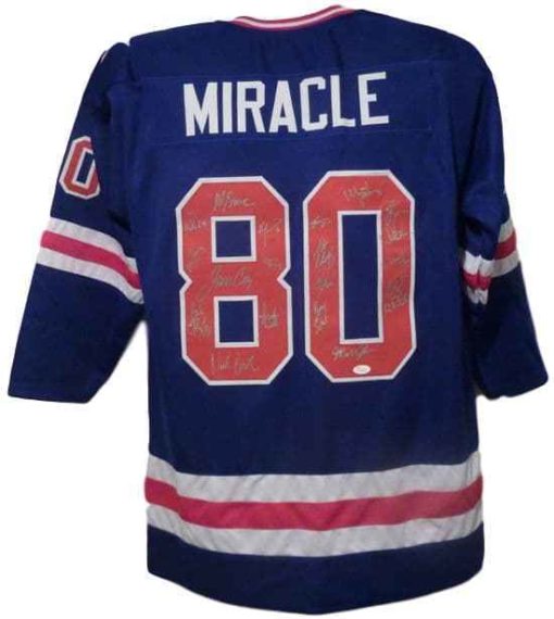 1980 USA Hockey Team Miracle On Ice Signed Blue XL Jersey 19 Sigs JSA 13666