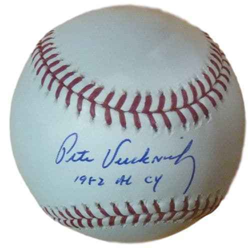 Pete Vuckovich Autographed/Signed Milwaukee Brewers OML Baseball 82 CY BAS 13686