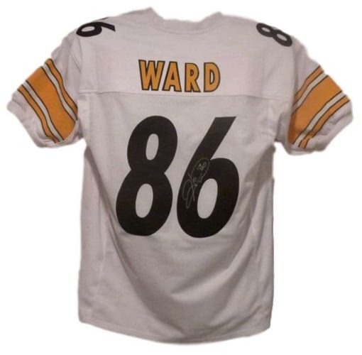 Hines Ward Autographed/Signed Pittsburgh Steelers White XL Jersey 13714
