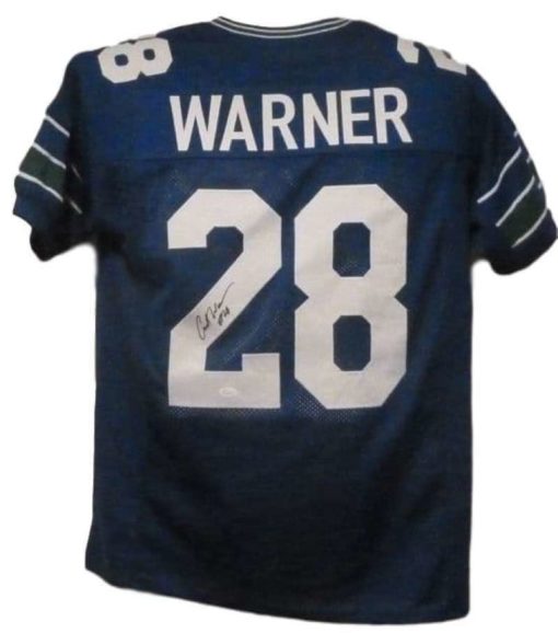 Curt Warner Autographed/Signed Seattle Seahawks XL Blue Jersey JSA 13742