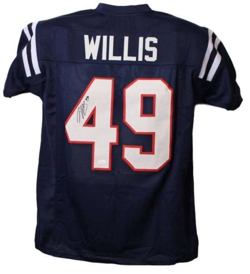 Patrick Willis Autographed/Signed Ole Miss Rebels Blue XL Jersey 13861