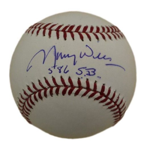 Maury Wills Autographed/Signed Los Angeles Dodgers OML Baseball 586 SB 13864