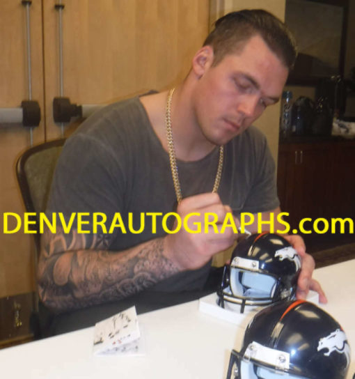 Derek Wolfe Autographed Denver Broncos Mini Helmet SB Champs JSA 13898