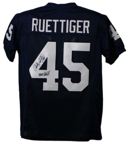 Rudy Ruettiger Autographed Notre Dame Blue XL Jersey Never Quit JSA 13905