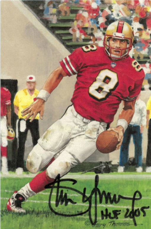 Steve Young Autographed San Francisco 49ers Goal Line Art Card Black HOF 13939