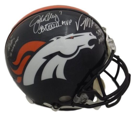 Denver Broncos SB MVP Autographed Authentic Helmet Miller Elway Davis JSA 13983