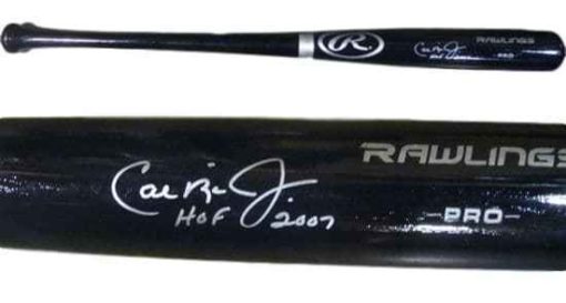Cal Ripken Jr Autographed/Signed Baltimore Orioles Black Bat HOF 2007 JSA 13990