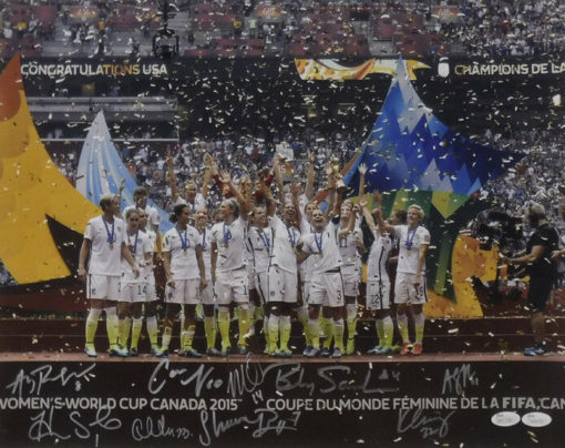 USA Women Soccer Team Autographed 16x20 Photo Solo Lloyd +7 Sigs JSA 13998