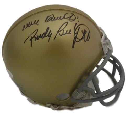 Rudy Ruettiger Autographed/Signed Notre Dame Riddell Mini Helmet JSA 14050