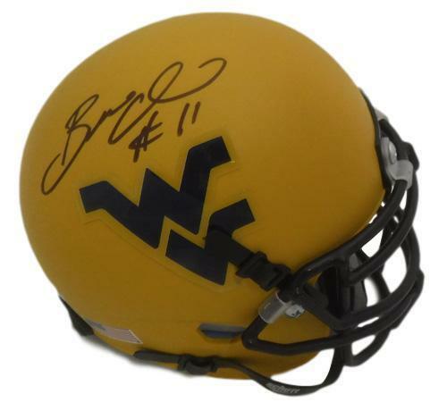 Bruce Irvin Autographed West Virginia Mountaineers Yellow Mini Helmet JSA 14092