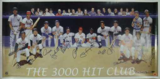 3000 Hit Club Autographed/Signed Lithograph 16 Sigs Aaron Mays JSA 14146