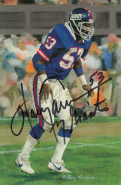 Harry Carson Autographed/Signed New York Giants Goal Line Art Card Black 14183