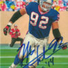 Michael Strahan Autographed New York Giants Goal Line Art Card Blue HOF 14241