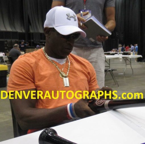 Deion Sanders Autographed Atlanta Braves Black Rawlings Bat JSA 14250