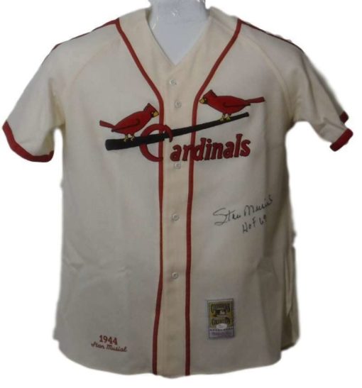 Stan Musial Signed St Louis Cardinals Mitchell & Ness Flannel Jersey JSA 14252