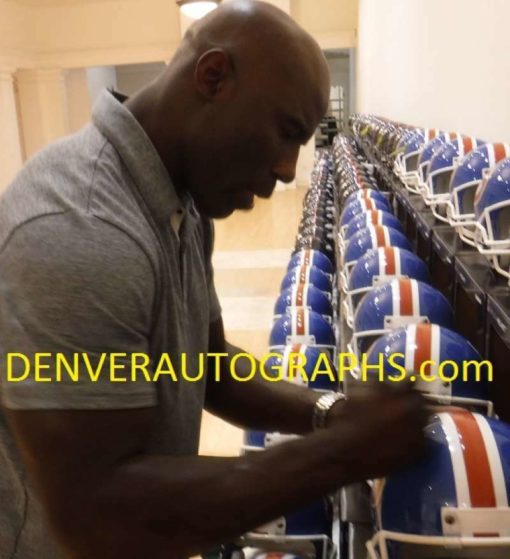 Terrell Davis Autographed Denver Broncos D Logo Replica Helmet HOF 17 JSA 14363