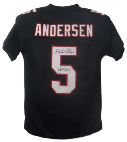 Morten Andersen Autographed Atlanta Falcons XL Black Jersey HOF JSA 14493