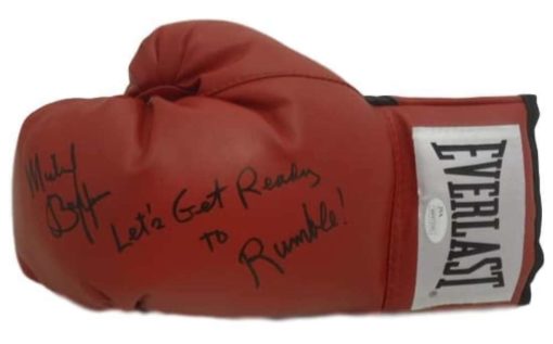 Michael Buffer Autographed/Signed Red Boxing Glove Get Ready To Rumble JSA 14552