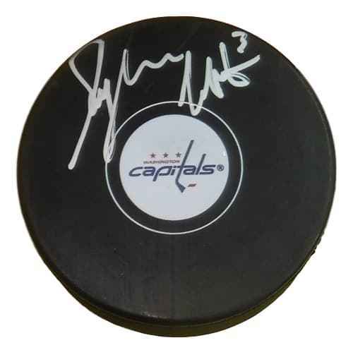 Sylvain Cote Autographed/Signed Washington Capitals Hockey Puck 14556