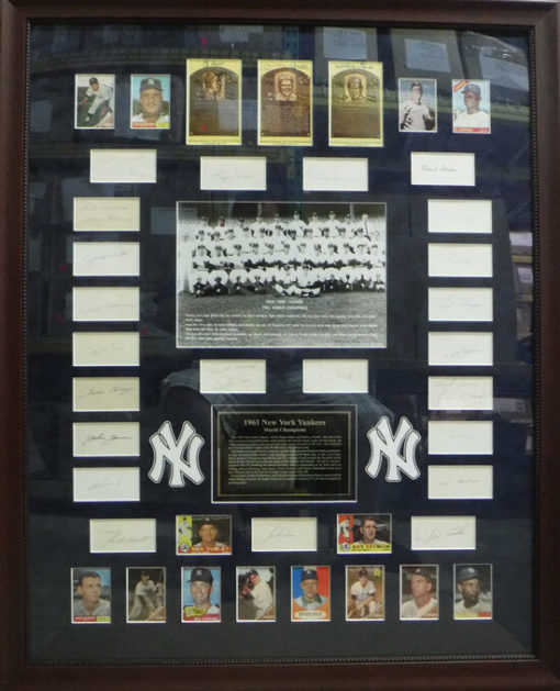 1961 New York Yankees Team Autographed Framed Cuts & Cards 40 Sigs JSA 14567