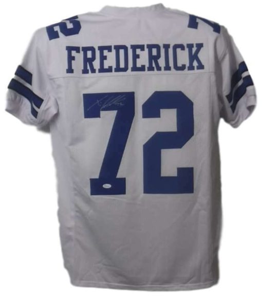 Travis Frederick Autographed/Signed Dallas Cowboys XL White Jersey JSA 14607