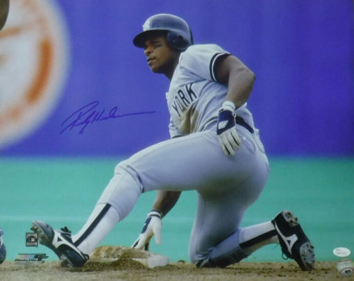 Rickey Henderson Autographed New York Yankees 16x20 Photo Sliding JSA 14619 PF