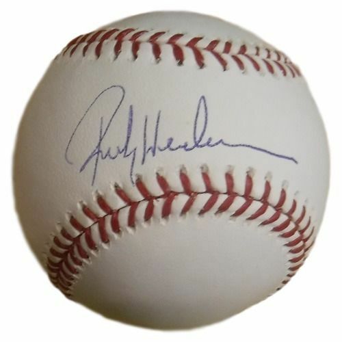 Rickey Henderson Autographed Oakland Athletics OML Baseball Name Only JSA 14620
