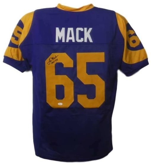 Tom Mack Autographed/Signed Los Angeles Rams XL Blue Jersey HOF JSA 14671
