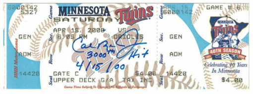 Cal Ripken Autographed/Signed Baltimore Orioles 3000 Hit Ticket Stub JSA 14681