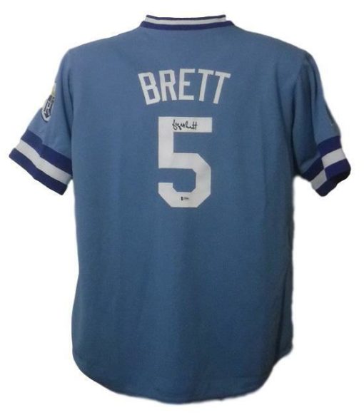 George Brett Autographed/Signed Kansas City Royals Blue XL Jersey BAS 14985