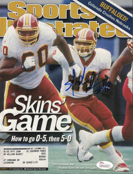 Stephen Davis Signed Washington Redskins Sports Illustrated 12/3/2001 JSA 15111