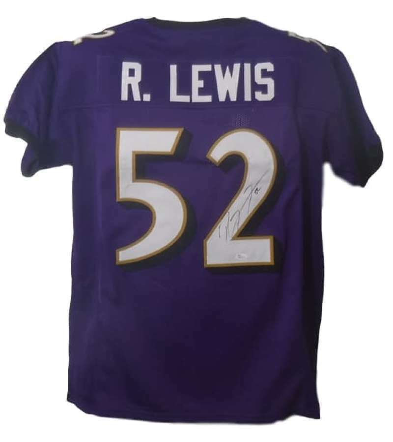 Ray Lewis Autographed/Signed Baltimore Ravens XL Purple Jersey JSA 15155