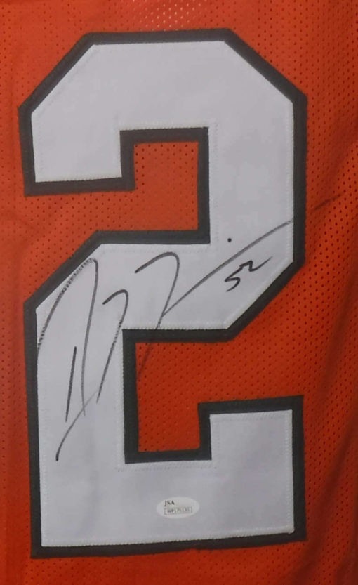 Ray Lewis Autographed/Signed Miami Hurricanes XL Orange Jersey JSA 15156
