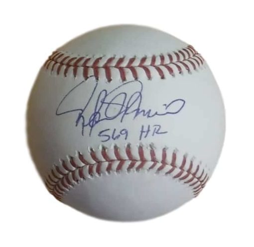 Rafeal Palmeiro Autographed Texas Rangers OML Baseball 569 HRs JSA 15164