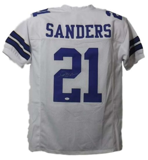 Deion Sanders Autographed Dallas Cowboys White Size XL Jersey JSA 15183