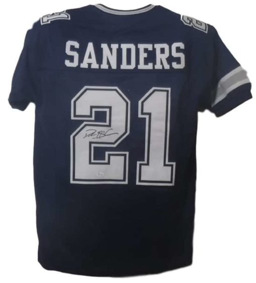 Deion Sanders Autographed/Signed Dallas Cowboys Blue Size XL Jersey JSA 15184