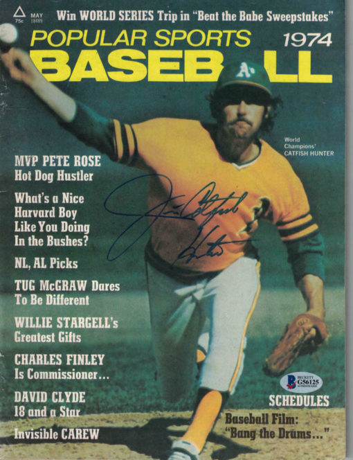 Jim Catfish Hunter Autographed Oakland Athletics Popular Sports 1974 BAS 15500