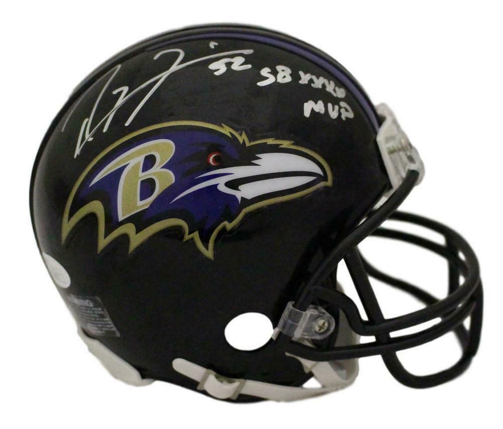 Ray Lewis Autographed/Signed Baltimore Ravens Mini Helmet SB MVP JSA