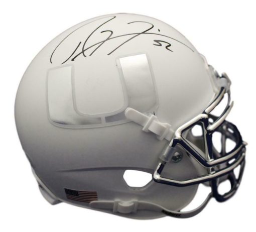Ray Lewis Autographed/Signed Miami Hurricanes White Schutt Mini Helmet JSA 15662