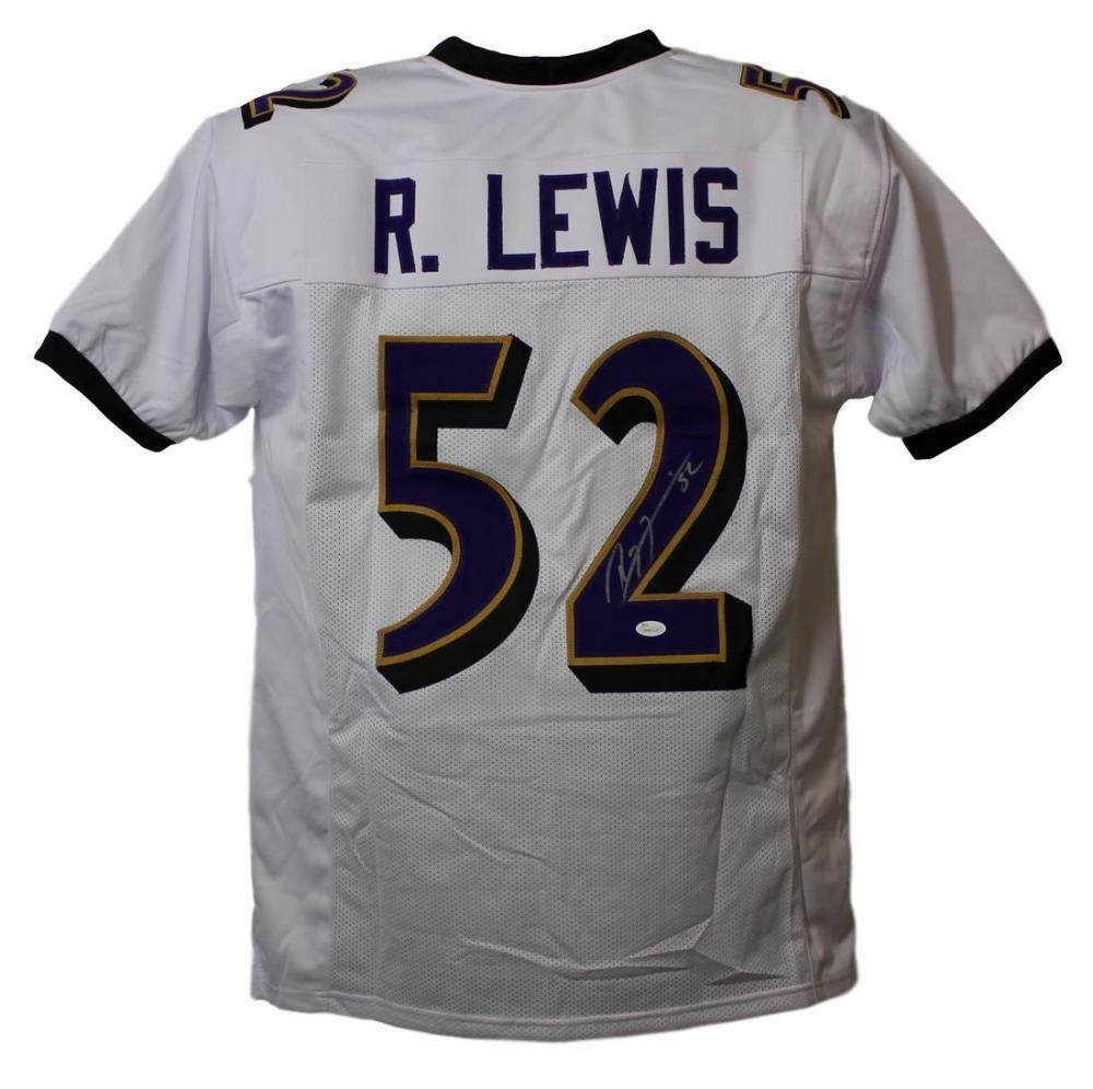 Ray Lewis Autographed/Signed Baltimore Ravens XL White Jersey JSA 15695