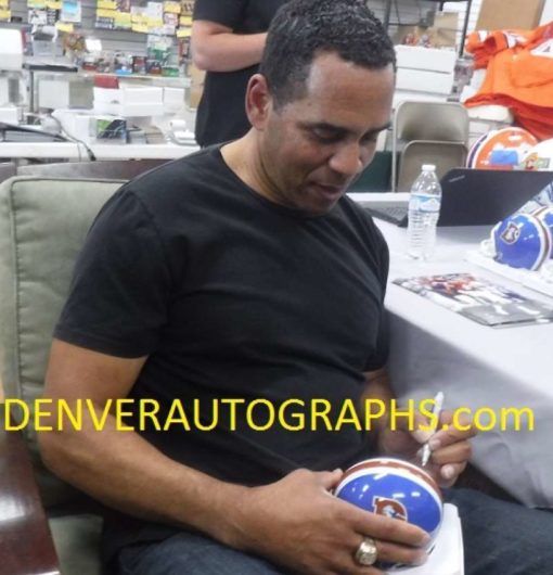 Dennis Smith Autographed/Signed Denver Broncos Mini Helmet ROF 16607
