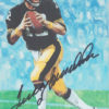 Terry Bradshaw Signed Pittsburgh Steelers Goal Line Art Card Black JSA 16908