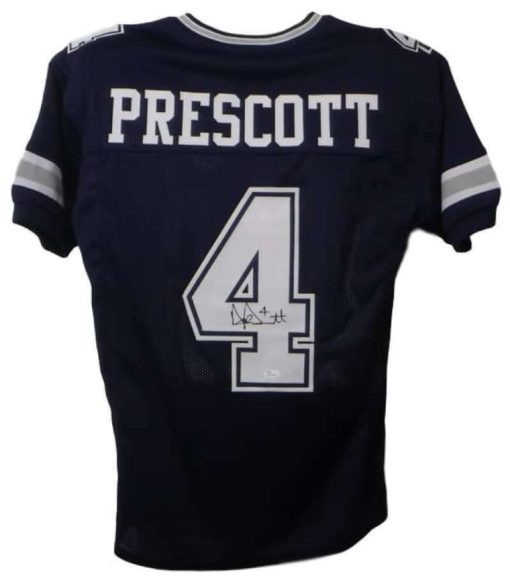 Dak Prescott Autographed/Signed Dallas Cowboys Blue XL Jersey JSA 17003