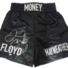 Floyd Mayweather Autographed/Signed Black Boxing Trunks BAS 17267
