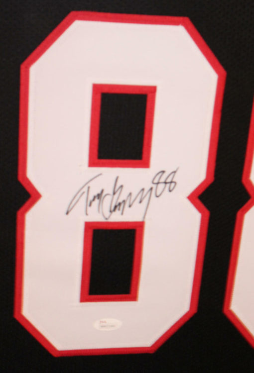 Tony Gonzalez Autographed Atlanta Falcons Framed XL Black Jersey JSA 17680