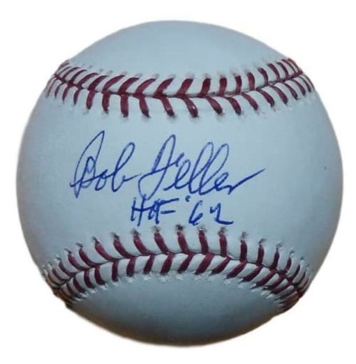Bob Feller Autographed Cleveland Indians OML Baseball HOF JSA 18858