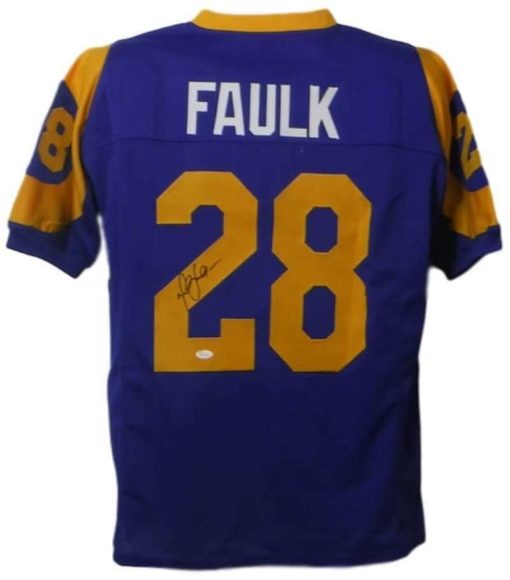 Marshall Faulk Autographed/Signed Los Angeles Rams XL Blue Jersey JSA 19016
