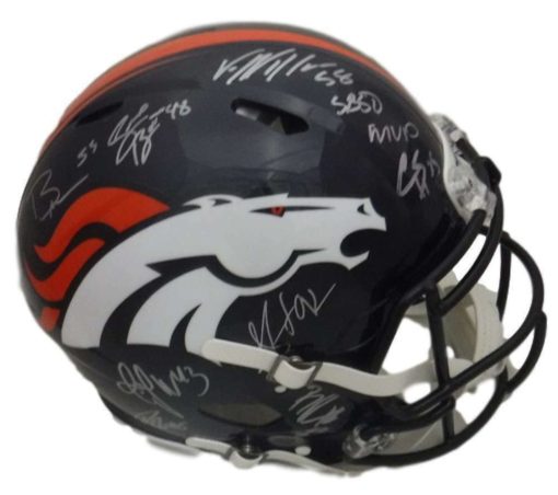 Denver Broncos SB 50 Defense Signed Speed Proline Helmet 10 Sigs JSA 19039