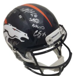 Denver Broncos SB 50 Defense Signed Speed Proline Helmet 10 Sigs JSA 19039